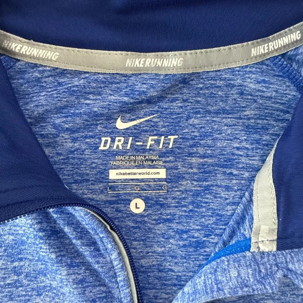 Nike‎ Running Dri-FIT Womens Large Blue Heathered Quarter Zip Pullover